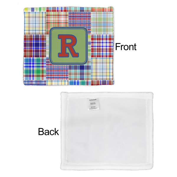 Blue Madras Plaid Print Security Blanket - Front & White Back View