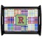 Blue Madras Plaid Print Black Wooden Tray - Large (Personalized)