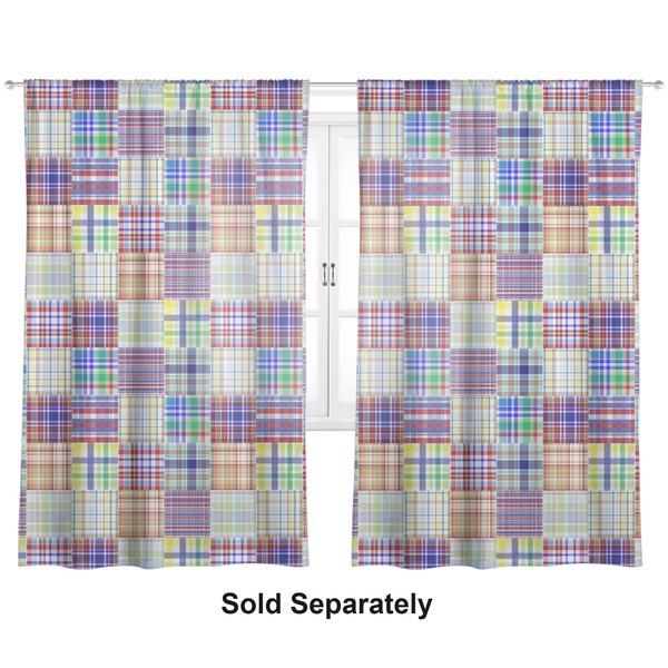 Blue Madras Plaid Sheer Curtains