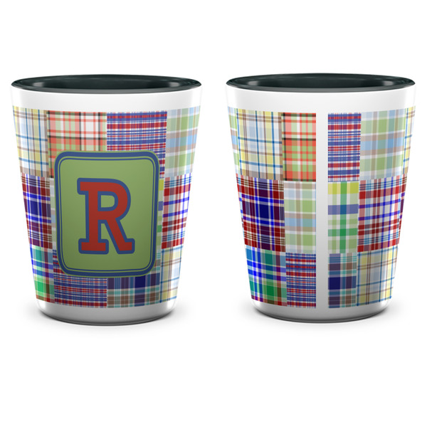 Blue Madras Plaid Print Shot Glass - Two Tone - APPROVAL