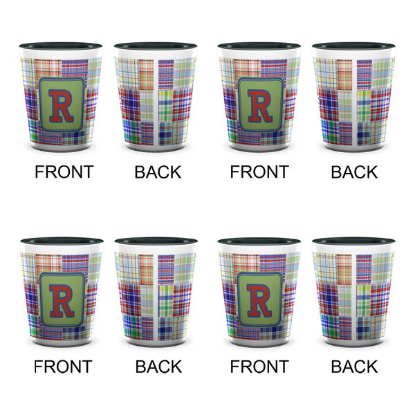 Blue Madras Plaid Print Shot Glassess - Two Tone - Set of 4 - APPROVAL