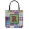 Blue Madras Plaid Print Canvas Tote Bag - Small - 13"x13" (Personalized)