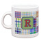 Blue Madras Plaid Print Espresso Cup (Personalized)