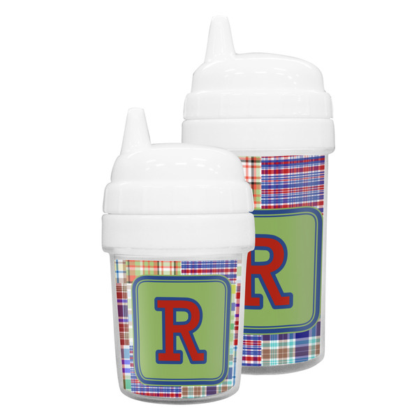 Blue Madras Plaid Print Sippy Cups