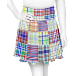 Blue Madras Plaid Print Skater Skirt - Large