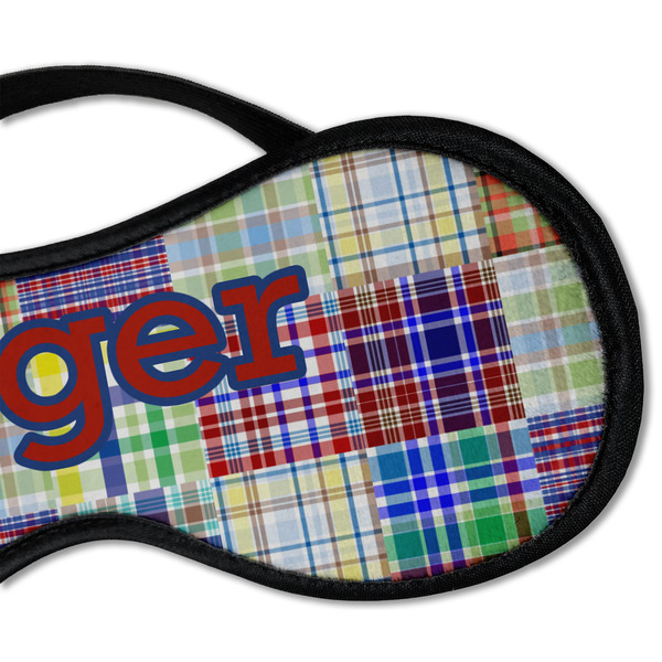 Blue Madras Plaid Print Sleeping Eye Mask - DETAIL Large