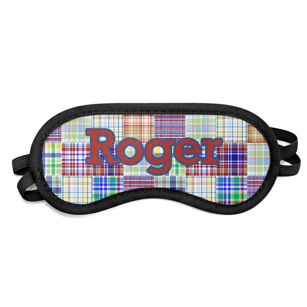Custom Blue Madras Plaid Print Sleeping Eye Mask (Personalized)