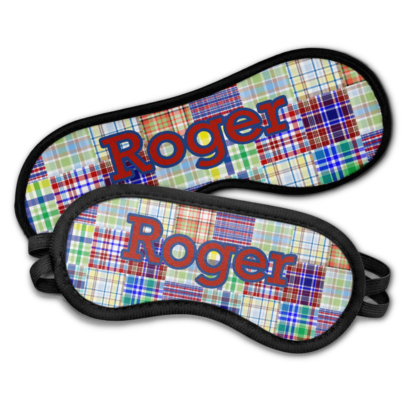 Blue Madras Plaid Print Sleeping Eye Masks - PARENT