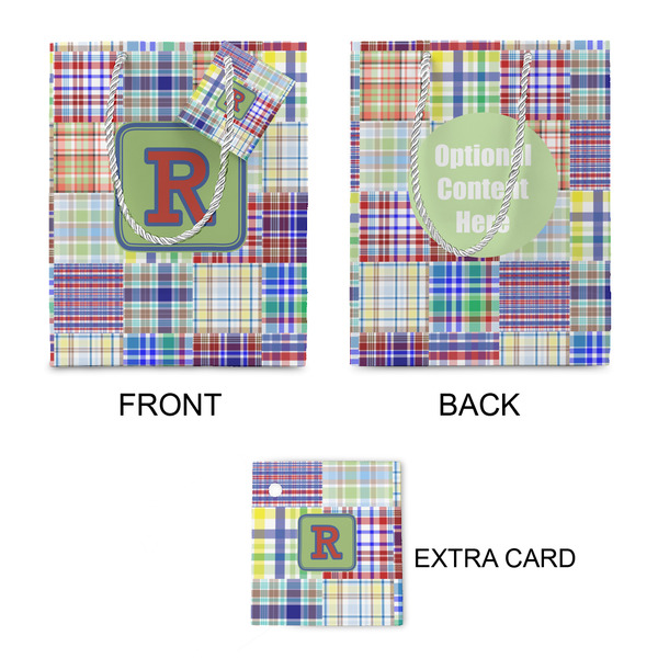 Blue Madras Plaid Print Small Gift Bag - Approval