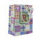 Blue Madras Plaid Print Small Gift Bag (Personalized)