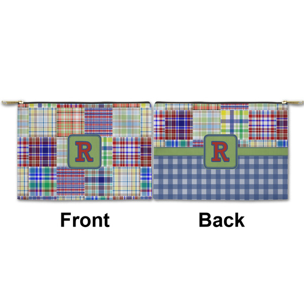 Blue Madras Plaid Print Small Zipper Pouch Approval (Front and Back)