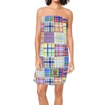 Blue Madras Plaid Print Spa / Bath Wrap (Personalized)