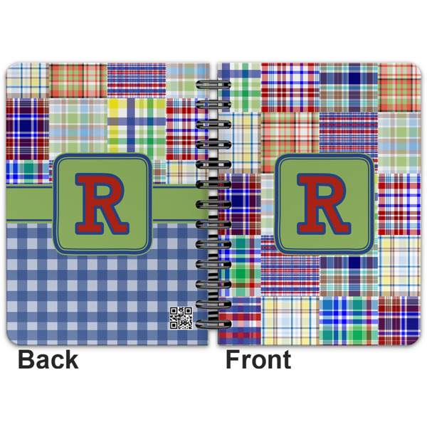 Blue Madras Plaid Print Spiral Journal 5 x 7 - Apvl