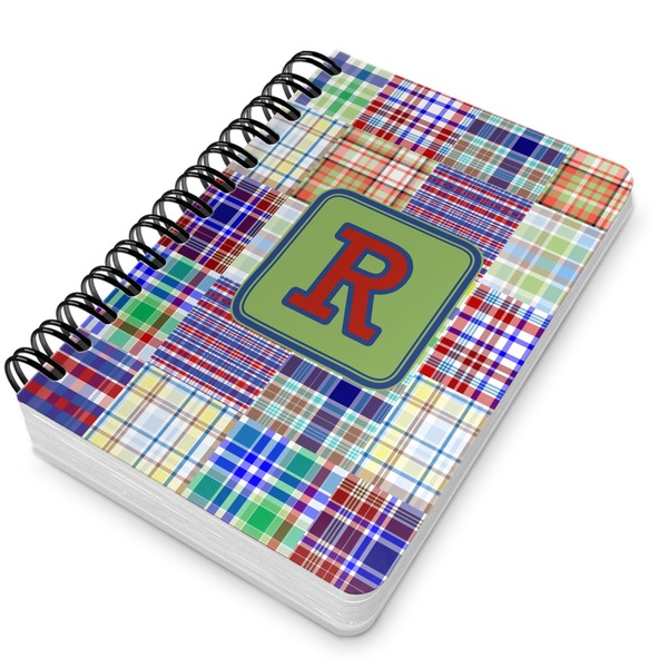 Blue Madras Plaid Print Spiral Journal 5 x 7 - Main