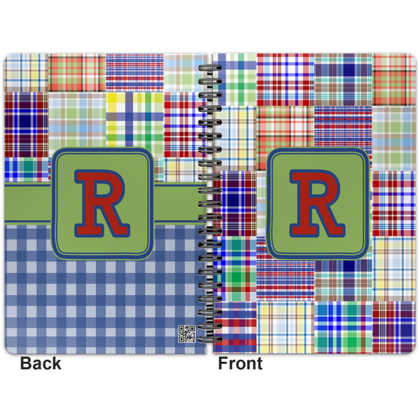 Blue Madras Plaid Print Spiral Journal 7 x 10 - Apvl