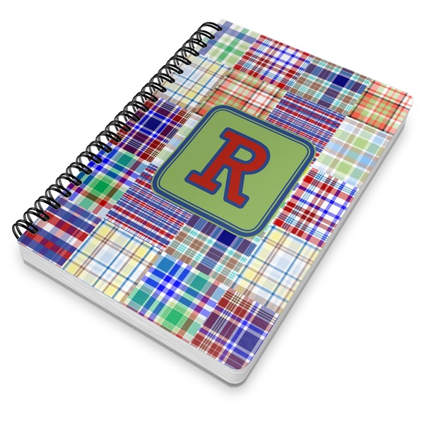 Blue Madras Plaid Print Spiral Journal 7 x 10 - Main