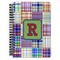Blue Madras Plaid Print Spiral Journal Large - Front View