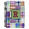 Blue Madras Plaid Print Spiral Notebook - 7x10 w/ Initial