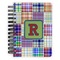 Blue Madras Plaid Print Spiral Notebook - 5x7 w/ Initial
