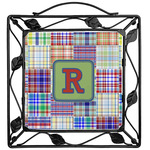 Blue Madras Plaid Print Square Trivet (Personalized)