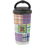 Blue Madras Plaid Print Stainless Steel Coffee Tumbler (Personalized)