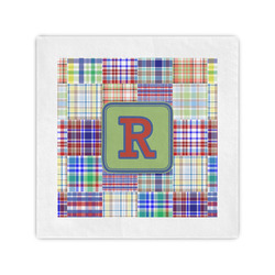 Blue Madras Plaid Print Cocktail Napkins (Personalized)