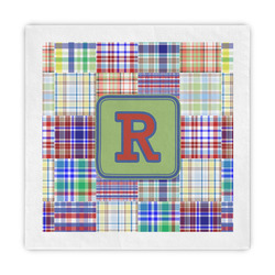 Blue Madras Plaid Print Decorative Paper Napkins (Personalized)