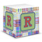 Blue Madras Plaid Print Sticky Note Cube (Personalized)