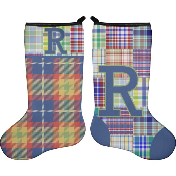 Blue Madras Plaid Print Stocking - Double-Sided - Approval