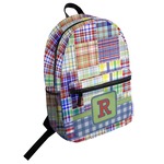 Blue Madras Plaid Print Student Backpack (Personalized)