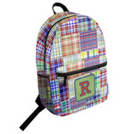 Blue Madras Plaid Print Student Backpack (Personalized)
