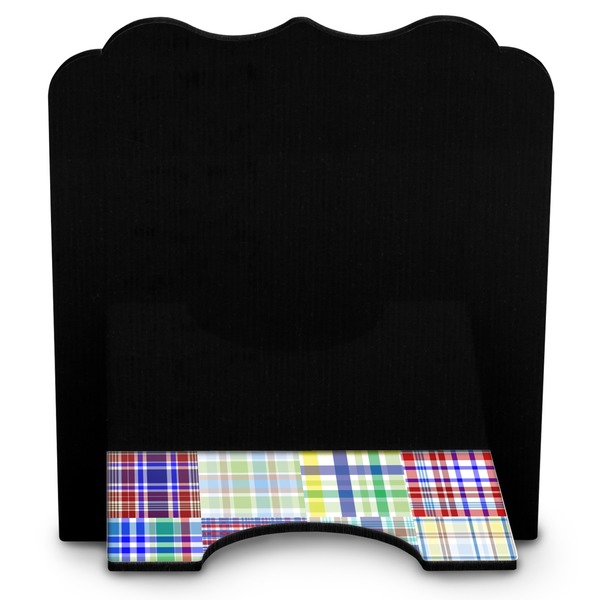 Blue Madras Plaid Print Stylized Tablet Stand - Back