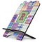 Blue Madras Plaid Print Stylized Tablet Stand - Side View