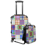 Blue Madras Plaid Print Kids 2-Piece Luggage Set - Suitcase & Backpack (Personalized)