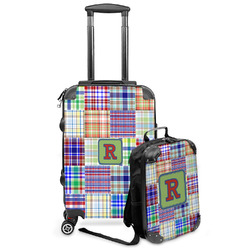 Blue Madras Plaid Print Kids 2-Piece Luggage Set - Suitcase & Backpack (Personalized)