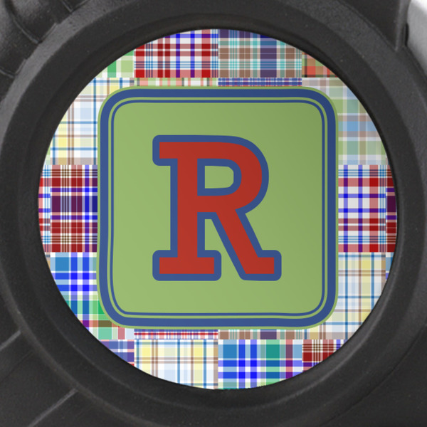 Blue Madras Plaid Print Tape Measure - 25ft - detail