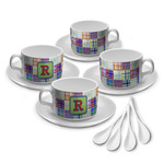 Blue Madras Plaid Print Tea Cup - Set of 4 (Personalized)