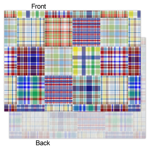Blue Madras Plaid Print Tissue Paper - Heavyweight - Large - Front & Back