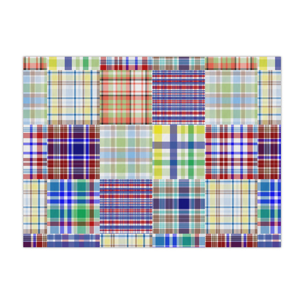 Custom Blue Madras Plaid Print Tissue Paper Sheets - Large - Heavyweight