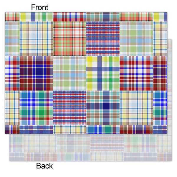 Blue Madras Plaid Print Tissue Paper - Heavyweight - Medium - Front & Back