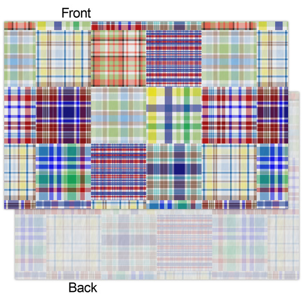 Blue Madras Plaid Print Tissue Paper - Heavyweight - XL - Front & Back