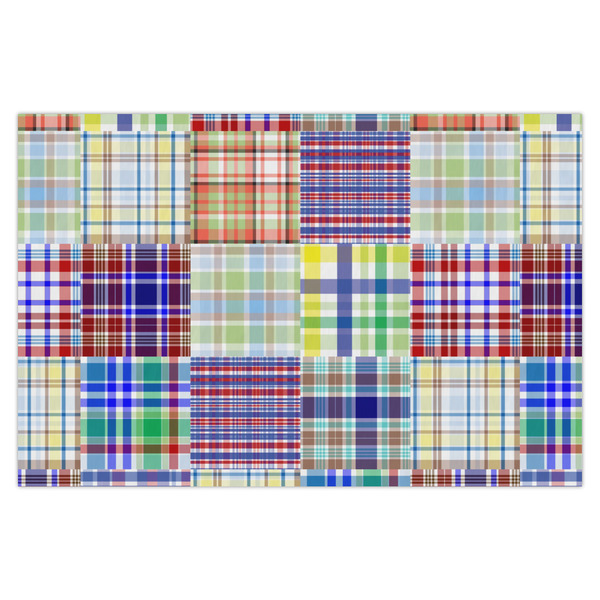 Custom Blue Madras Plaid Print Tissue Paper Sheets - X-Large - Heavyweight
