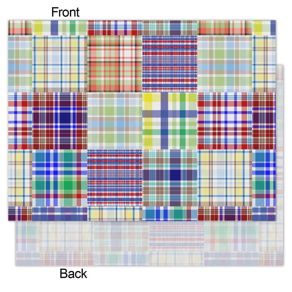 Blue Madras Plaid Print Tissue Paper - Lightweight - Medium - Front & Back