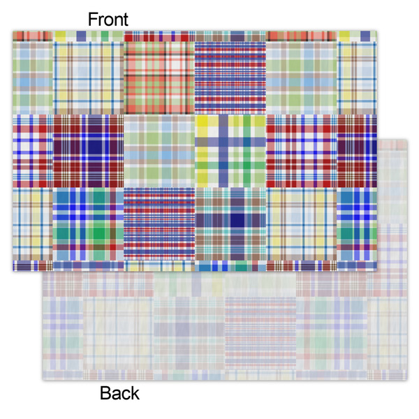 Blue Madras Plaid Print Tissue Paper - Lightweight - Small - Front & Back
