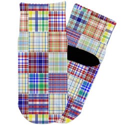 Blue Madras Plaid Print Toddler Ankle Socks