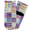 Blue Madras Plaid Print Toddler Ankle Socks - Single Pair - Front and Back