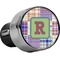 Blue Madras Plaid Print USB Car Charger (Personalized)