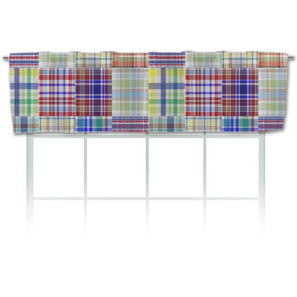 Custom Blue Madras Plaid Print Valance