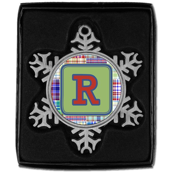 Blue Madras Plaid Print Vintage Snowflake - In box