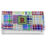 Blue Madras Plaid Print Vinyl Checkbook Cover (Personalized)